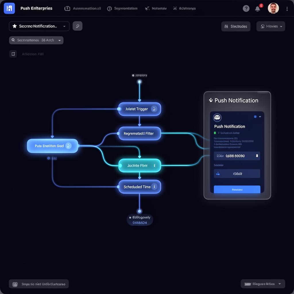 Canvas de automação com segmentação e agendamento
